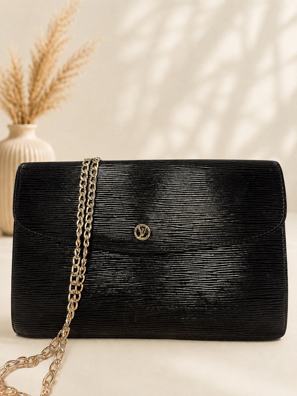 Louis Vuitton Black Epi Pochette Homme Clutch